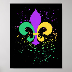 Poster Mardi Gras Fleur De Lis Tache De Peinture Nola