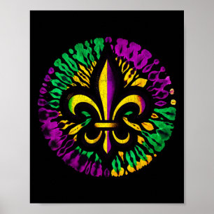 Poster Mardi Gras Fleur De Lis Tie Dye Hommes Femmes Carn