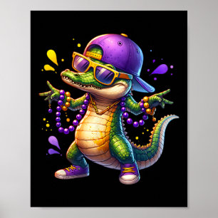 Poster Mardi Gras Garçons Hommes Alligator Mardi Gras