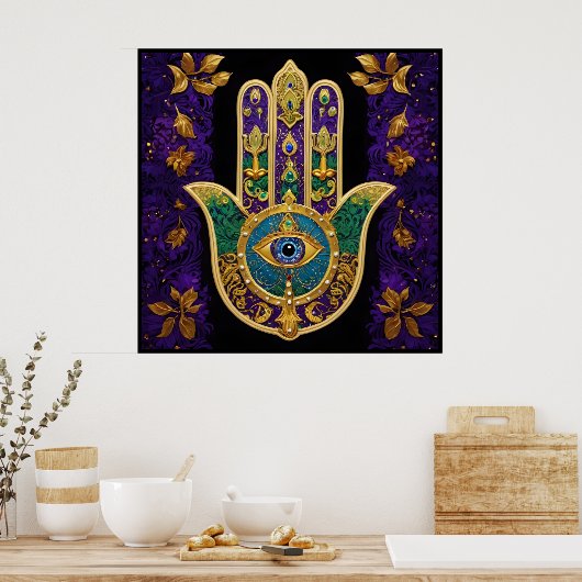 Poster Mardi Gras Gold violet vert Hamsas Art (Cuisine)