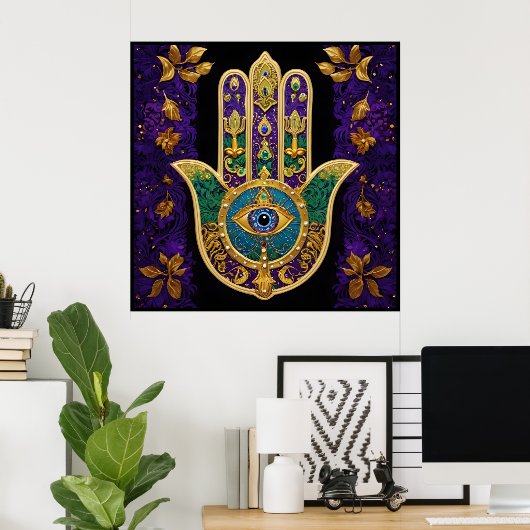 Poster Mardi Gras Gold violet vert Hamsas Art (Bureau à domicile)