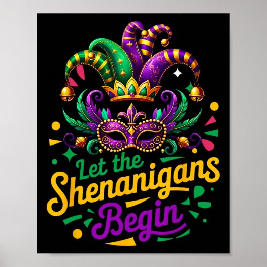 Poster Mardi Gras Laisser Les Shenanigans Commencer Les H (Devant)