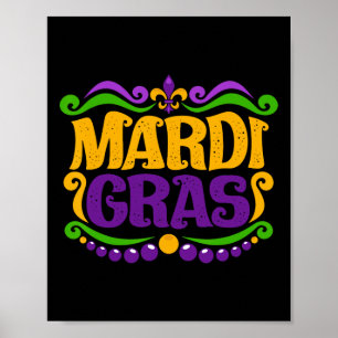 Poster Mardi Gras Masque Costume Funny Sur Festival Mardi
