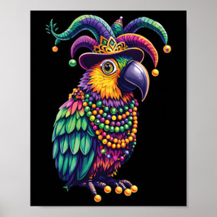 Poster Mardi Gras Masque de perroquet mignon tenue tenue 