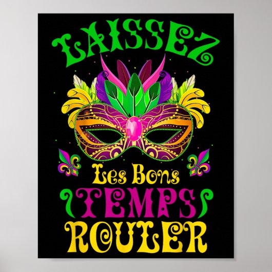 Poster Mardi Gras Masque Laisser Les Bons Temps Rouler Fl (Devant)
