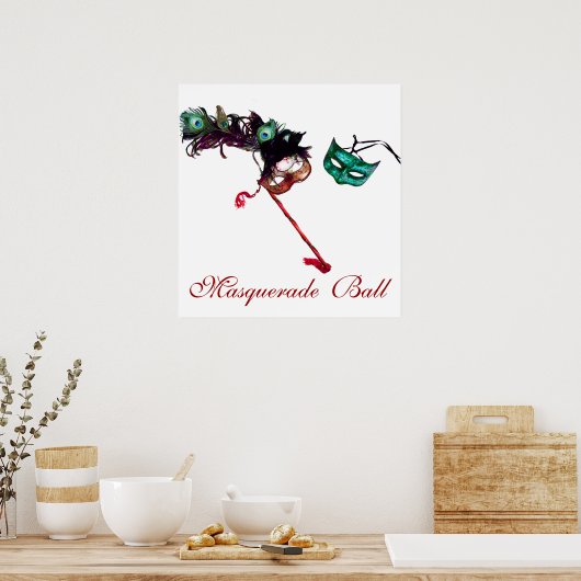 Poster MARDI GRAS MASQUERADE BALL, Blanc (Cuisine)
