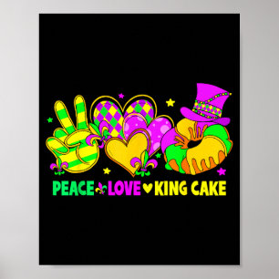 Poster Mardi Gras Paix Amour Galette des Rois Drôle Fête