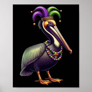 Poster Mardi Gras Pelican Louisiana Amoureux des animaux 