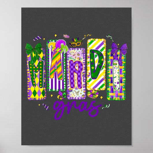 Poster Mardi Gras Préparatoire Fleur De Lis Carnaval Corr (Devant)