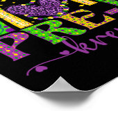 Poster Mardi Gras Professeur Pré-k Krewe Rainbow Leopard (Coin)