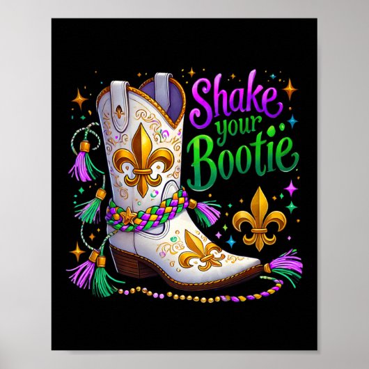 Poster Mardi Gras Shake Your Bootie Beth Boot Carnival Pa (Devant)