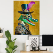 Poster Mardi Gras Steampunk Party Animal Alligator (Bureau à domicile)