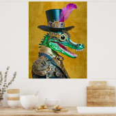 Poster Mardi Gras Steampunk Party Animal Alligator (Cuisine)