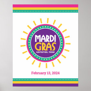 Poster Mardi Gras Sun, Galveston, Texas