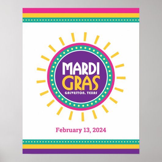 Poster Mardi Gras Sun, Galveston, Texas (Devant)