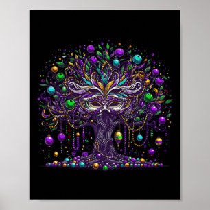 Poster Mardi Gras Tree Beads New Orleans 2025 Festival Be