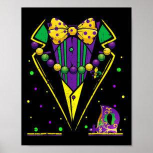 Poster Mardi Gras Tuxedo Vest Party Suit Carnival Parade