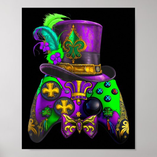 Poster Mardi Gras Video Game Controller E sport pour enfa (Devant)