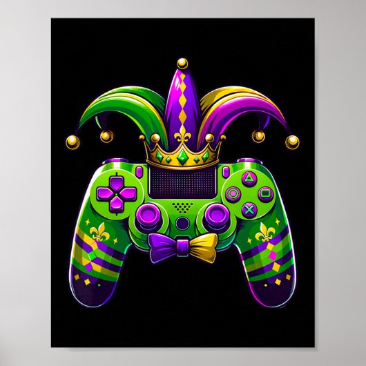 Poster Mardi Gras Video Game Controller Jester Hat Boy Ki (Devant)
