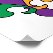 Poster Mardi Gras Violet Jaune Vert Fleur de Lis (Coin)