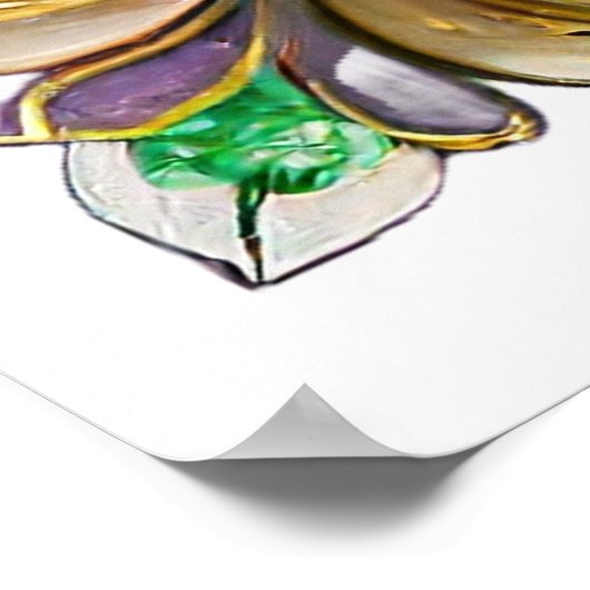 Poster Mardi Gras Vitrail Fleur de lis (Coin)
