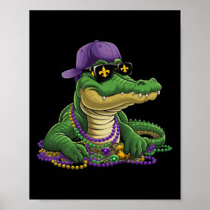 Poster Mardigator Mardi Gras Alligator Costume Hommes Fem