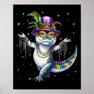 Poster Mardigator mardi Gras Alligator Danseuse Carn