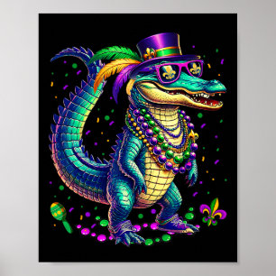 Poster Mardigator Mardi Gras Alligator Hommes Femmes Mard