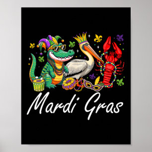 Poster Mardigator Mardi Gras Alligator Hommes Femmes Mard