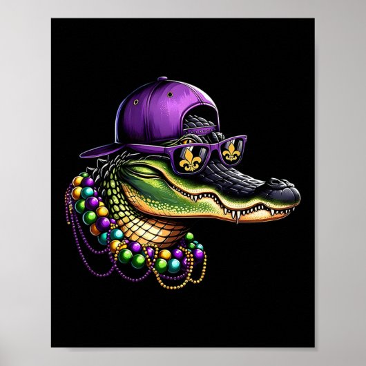 Poster Mardigator Mardi Gras Costume Alligator Carnaval B (Devant)