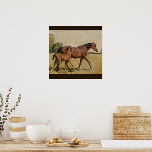 Poster Mare et poulain par Munnings (Cuisine)