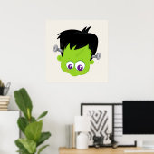 Poster Mare Green Frankenstein Monster face Halloween (Bureau à domicile)