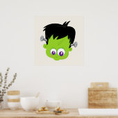 Poster Mare Green Frankenstein Monster face Halloween (Cuisine)