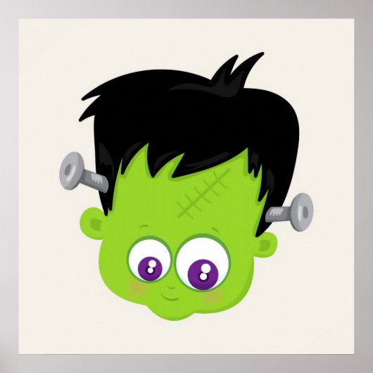Poster Mare Green Frankenstein Monster face Halloween (Devant)