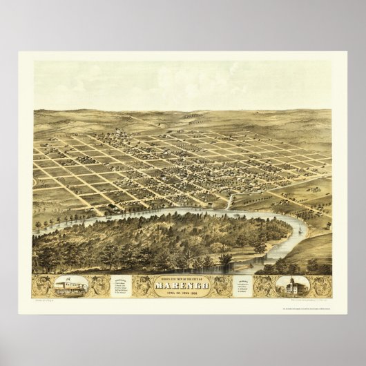 Poster Marengo, IA Carte panoramique - 1868 (Devant)