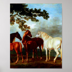 Poster Mares dans un paysage fluvial par George Stubbs