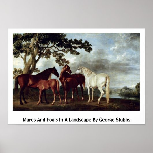 Poster Mares Et Folies Dans Un Paysage De George Stubbs (Devant)