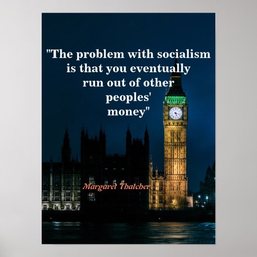Poster Margaret Thatcher Cite Sur Le Socialisme (Devant)