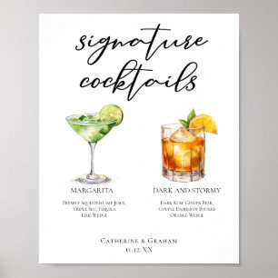 Poster Margarita Dark & Stormy Signature Cocktails Menu