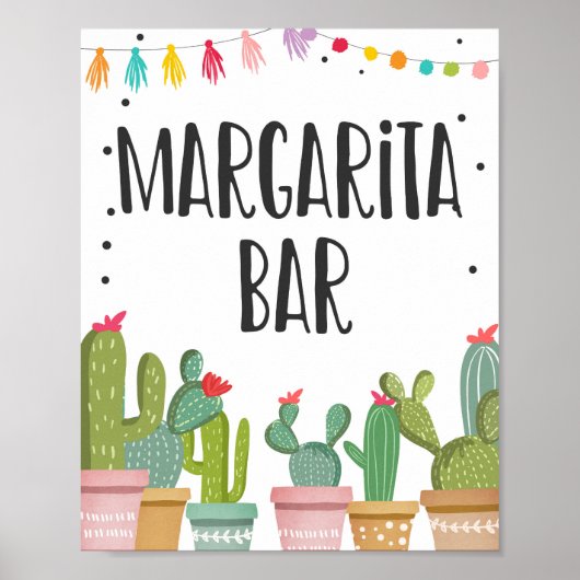 Poster Margaritas Bar Boissons Cactus Fiesta Panneau de t (Devant)