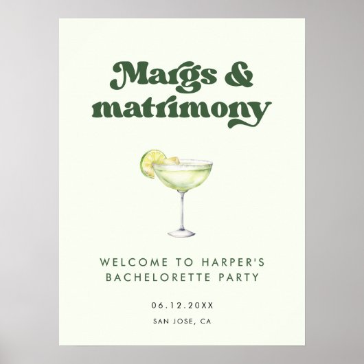Poster Marges et mariage Bachelorette Party Bienvenue (Devant)