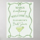 Poster Marges vertes et Fête des mariées de mariage Bienv (Devant)