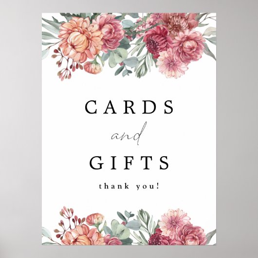 Poster MARGOT Dusty Rose Blush Rose Floral Cartes & Cadea (Devant)