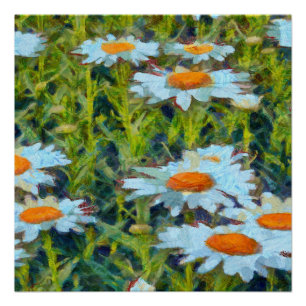 Poster Marguerite Dans Un Jardin Fleuri Art
