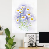 Poster Marguerite marguerite peinte à la main aquarelle (Bureau à domicile)