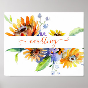Poster Marguerites aquarelle personnalisées