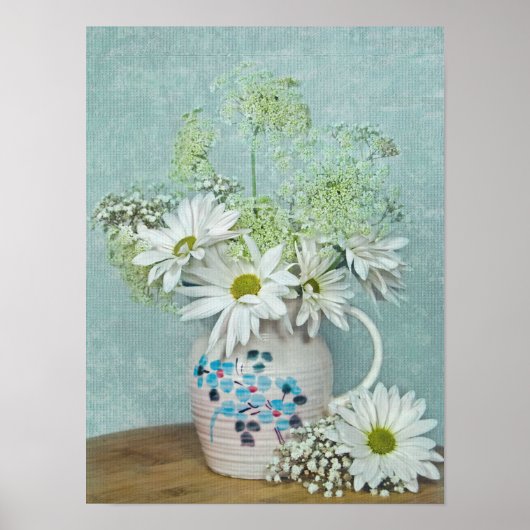 Poster Marguerites dans un vieux pichet (Devant)