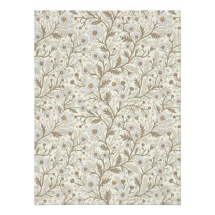 Poster Marguerites en blanc et marron sur fond blanc cass