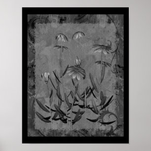 Poster Marguerites encadrées Noir Et Blanc Art Floral