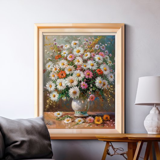 Poster Marguerites Peintes Gouache Colorées